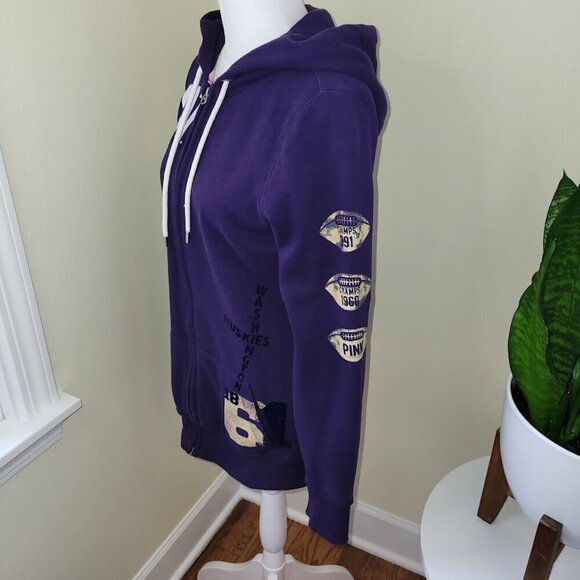 Pink University of Washington Huskey Zip Up Purple & Gold Hoodie Sweatshirt SZ S - Picture 3 of 15